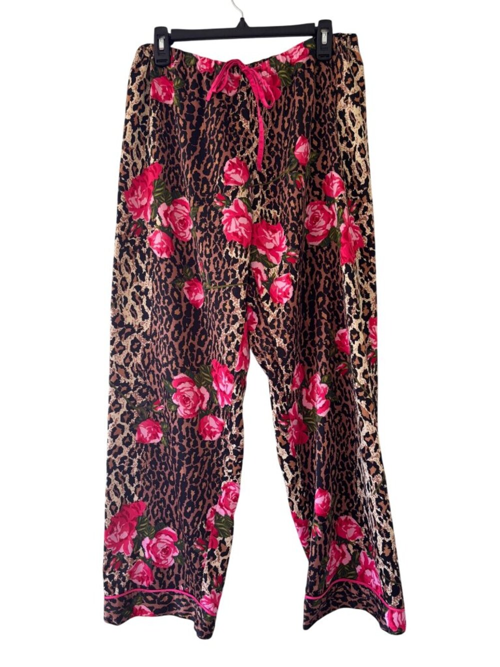 Nick & Nora Womens Leopard & Floral Print Pajama Pants Drawstring Waist M